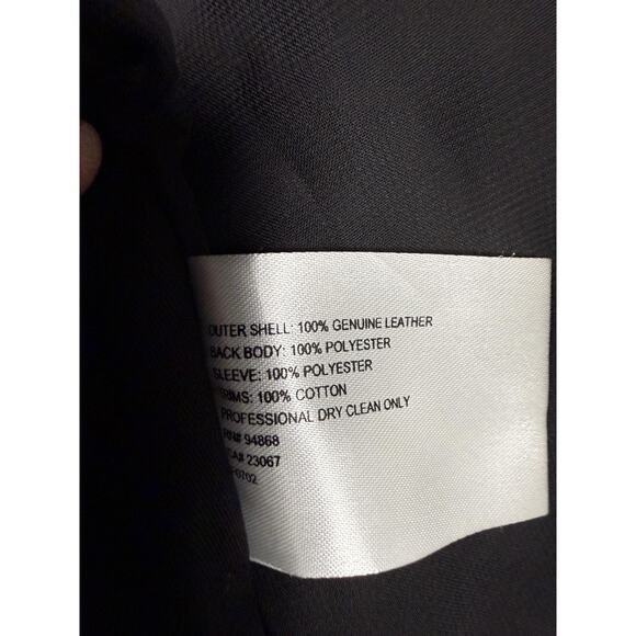 Ashley B Jacket Womens XS Black Mixed Media Leather Moto Asym Zip Sheer Sleeves - Picture 13 of 15